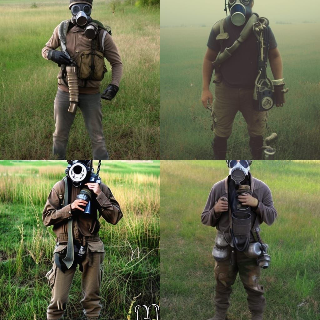 Post-Apocalyptic Soldier with Gas Mask