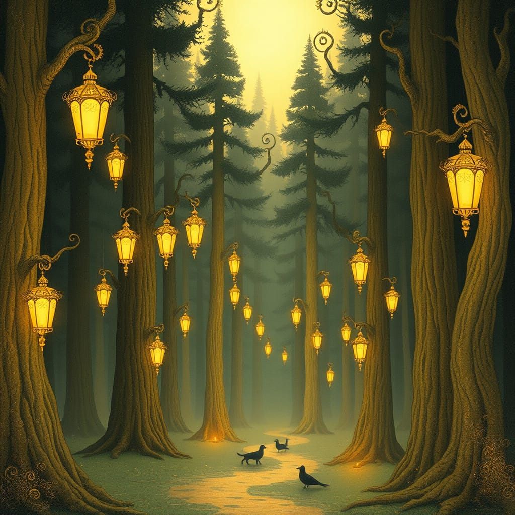 Dreamlike Forest in Classic Fairy Tale Style