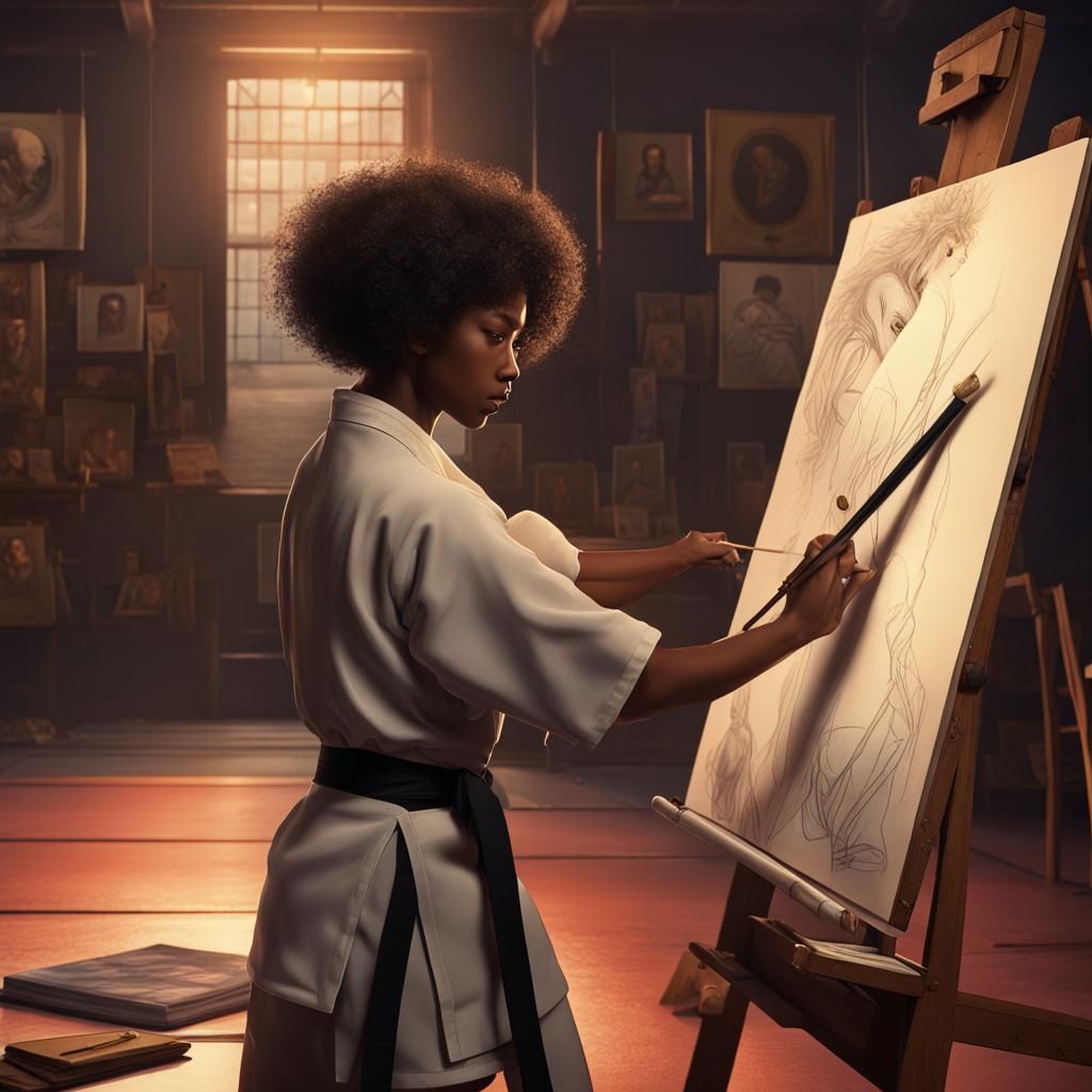 1970s Karate Class at Museum: Matte Painting