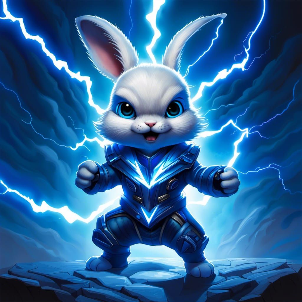 Chibi Rabbit in Death Metal Lightning Suit