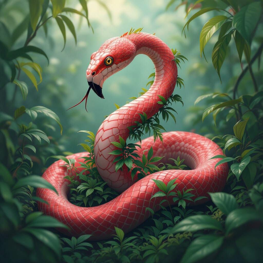 Flamingo Snake in Detailed Matte Painting Style