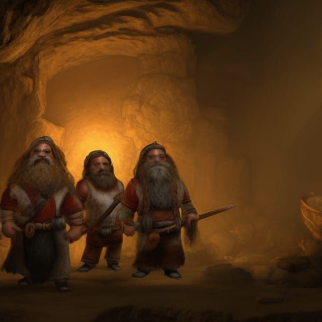 Dwarves Mining Underground: An Oil Painting
