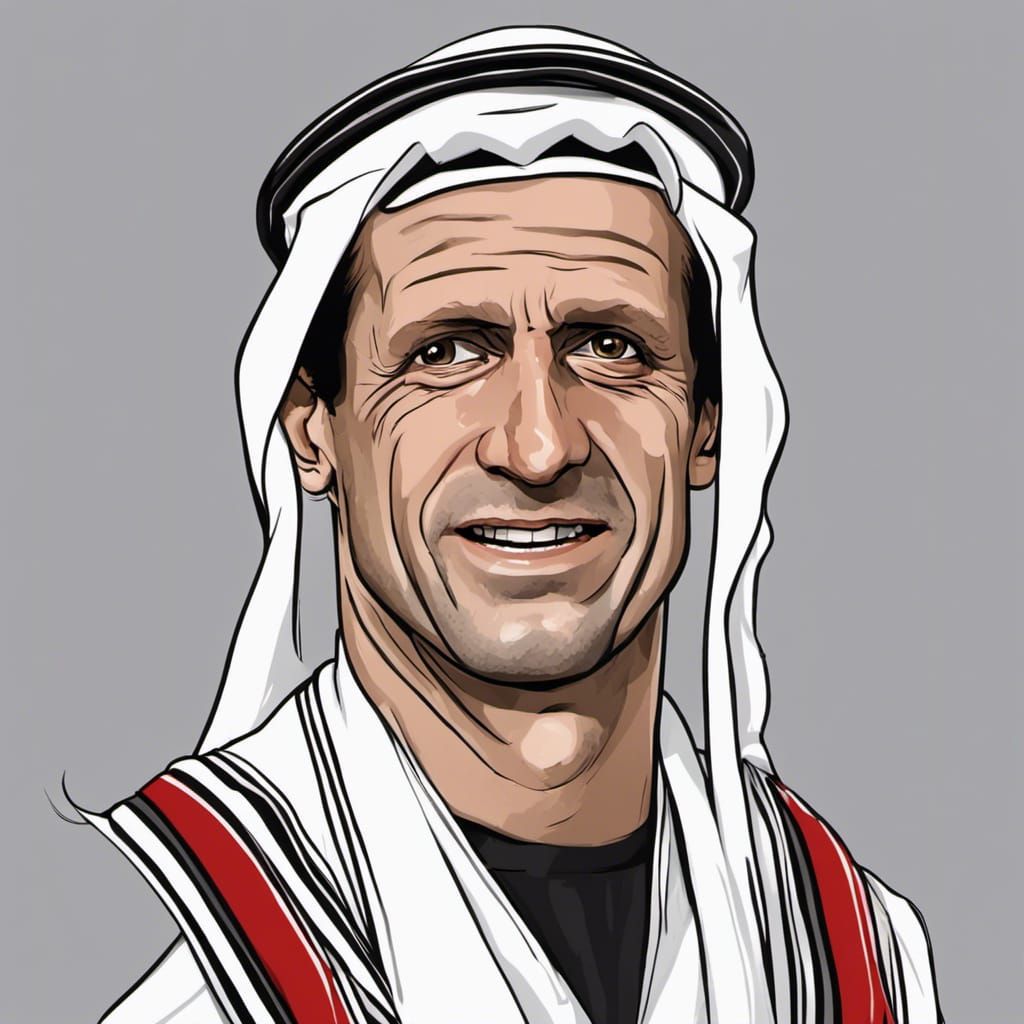 Cartoon Sheik Caricature in Flat Style