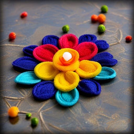 Vibrant Rainbow Rangoli Flower Art