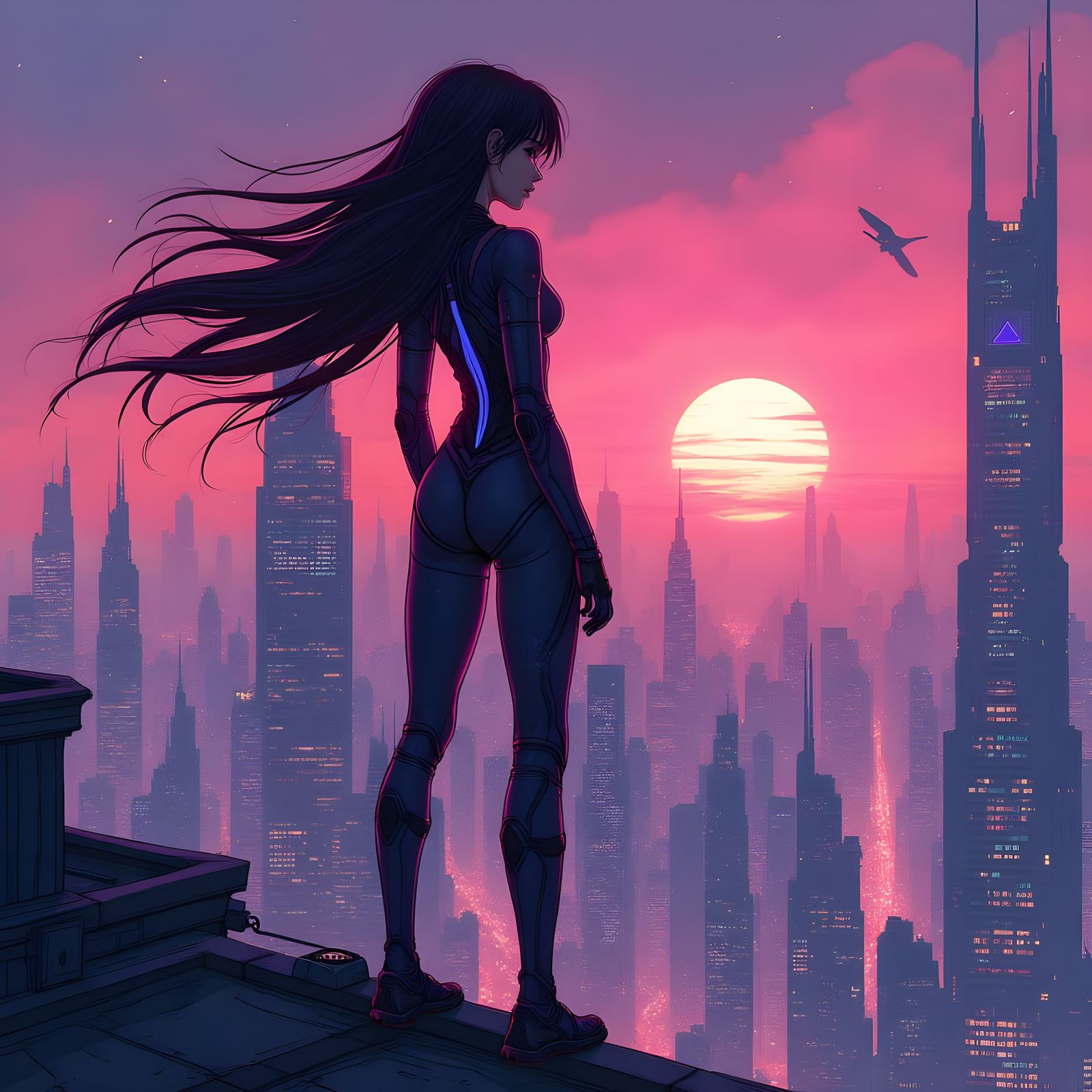 Space Valkyrie on Cyberpunk Skyscraper