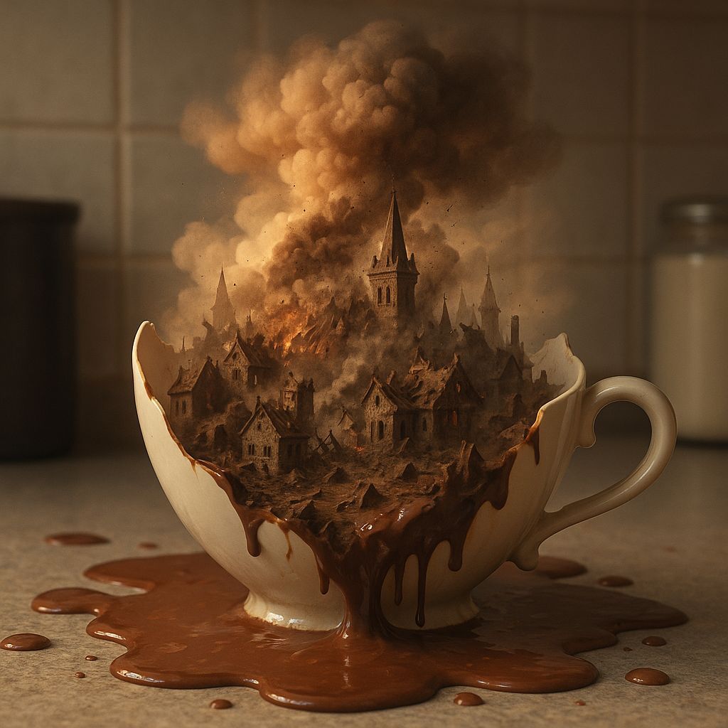 Enchanted Town Floating in a Broken Cup