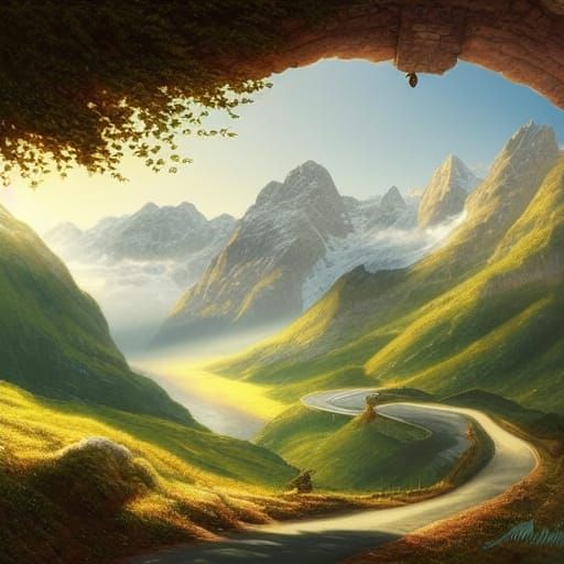 Swiss Alps Landscape in Hyperrealistic Matte Painting