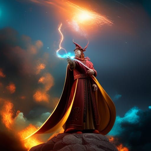 Magical Wizard Casting Spells in Fantastical Style