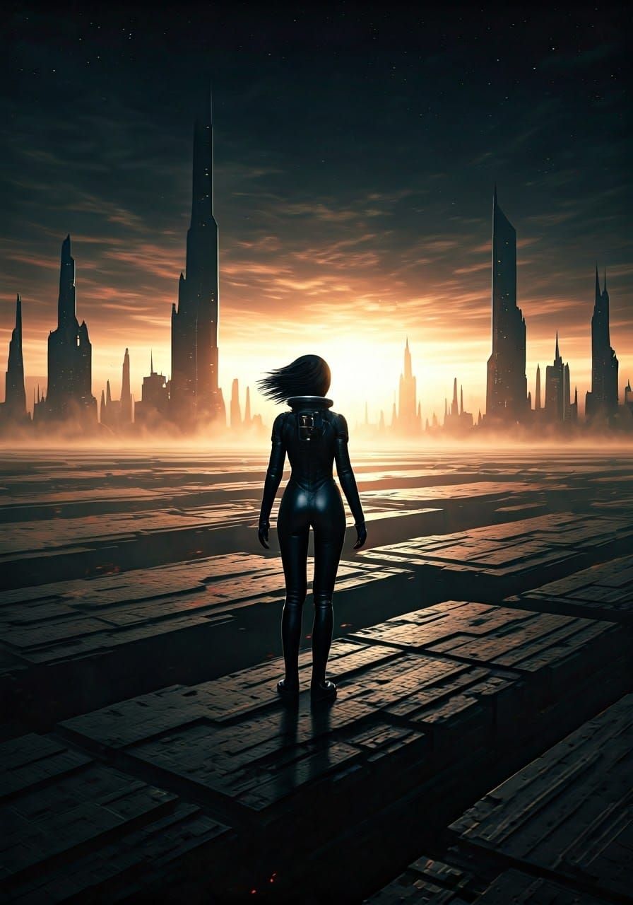 Monolithic City on Alien Planet in Digital Painting