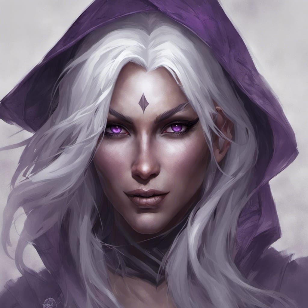 Intricate Portrait of a Muscular Drow Female