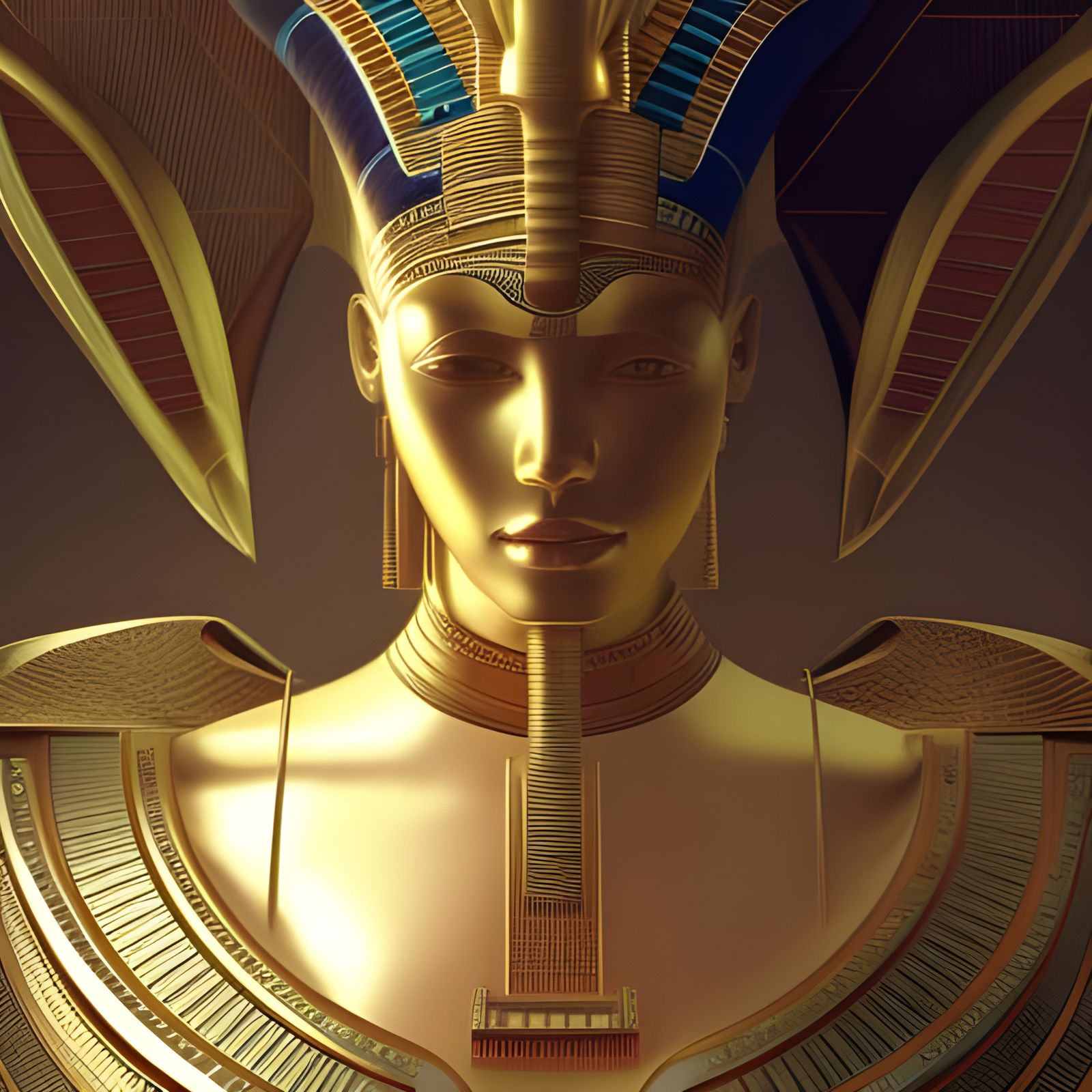 Futuristic Egyptian Royalty Portrait in Art Nouveau Style