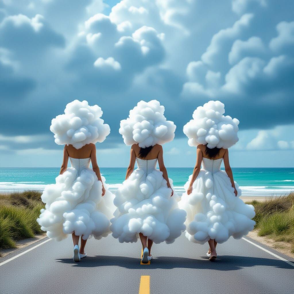 Cloud People Walking to the Beach