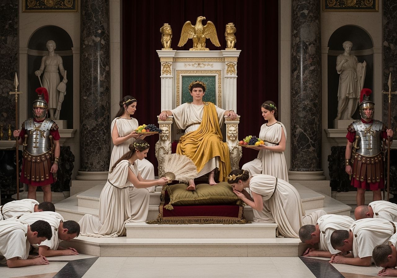 Emperor Caligula on His Throne in Imperial Palace