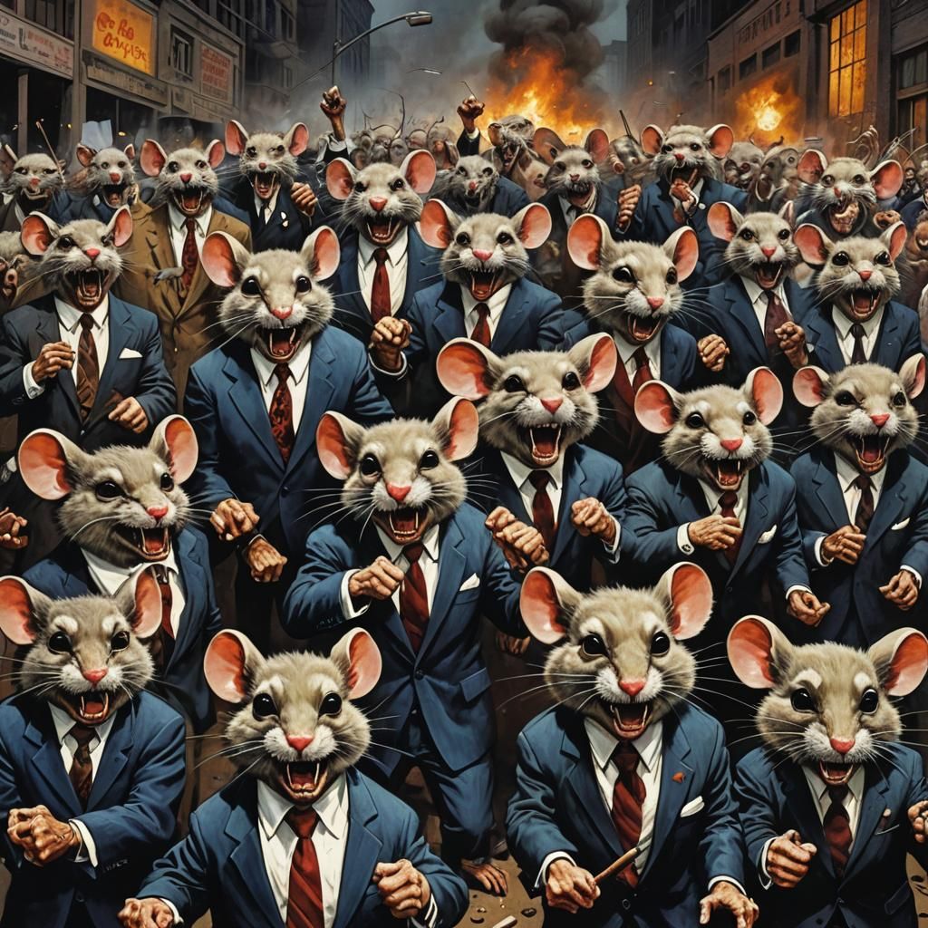 Cyberpunk Mice Riot Scene