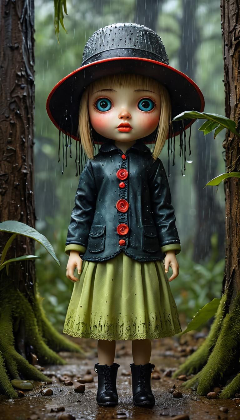 Glowing Eyes in Eucalyptus Night: A Hyperrealistic Mixed Med...