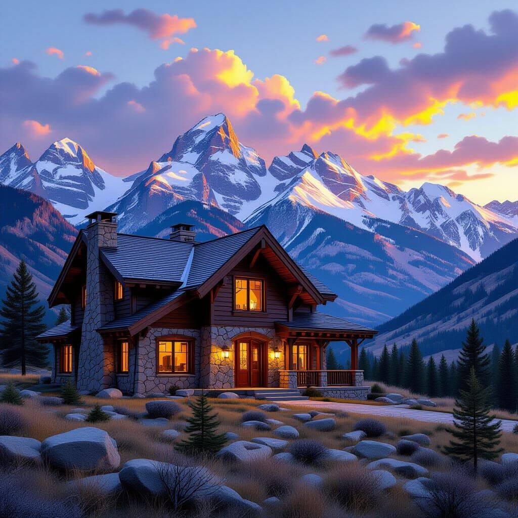 Rustic Stone Cabin in Majestic Montana Mountains