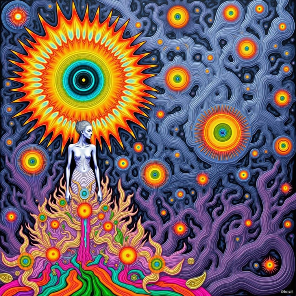 Ethereal Surrealist Dreamscape with Pale Fairy Woman and Gho...