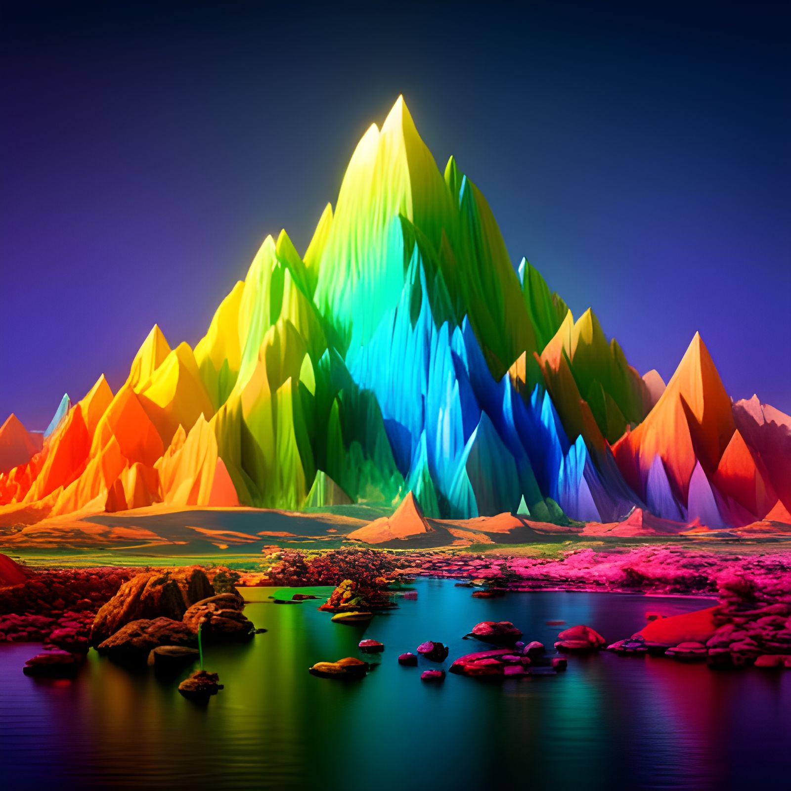Rainbow Crystal Mountain in Unreal Engine