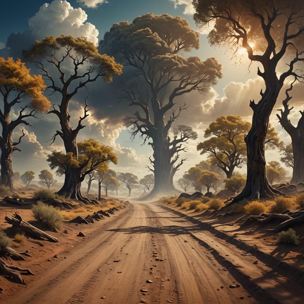 Old Dirt Road Digital Matte Painting