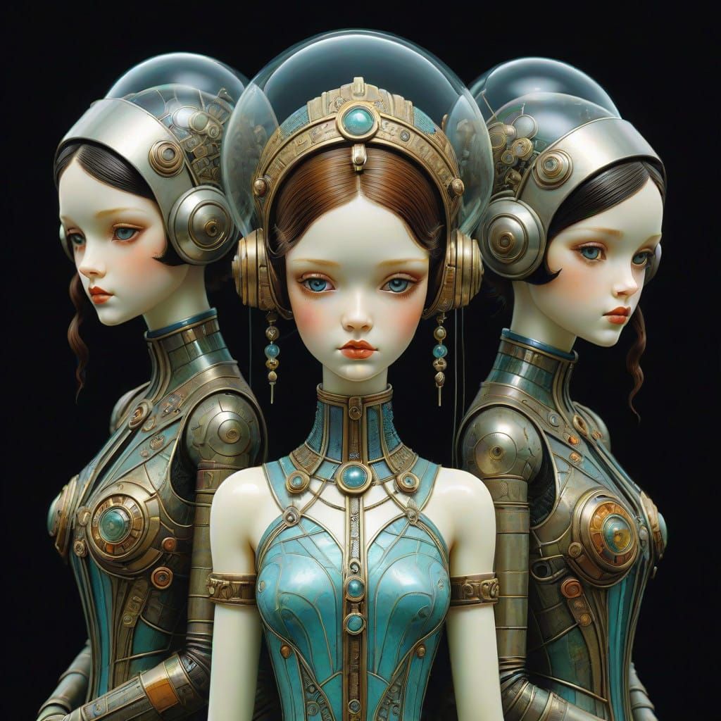 Ornate Glass Baroque Vessels in Neon-Lit Metropolis