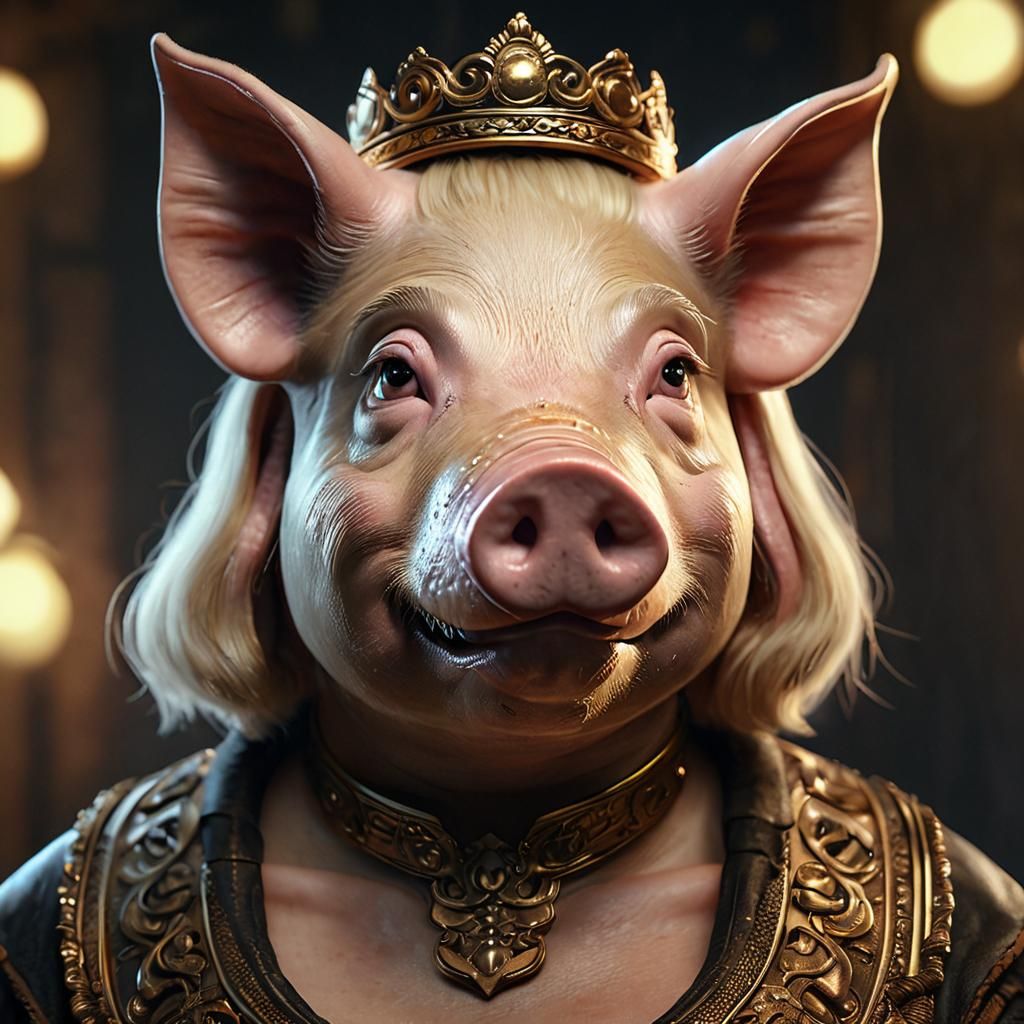 Arrogant Pig Woman in Surrealist Portrait