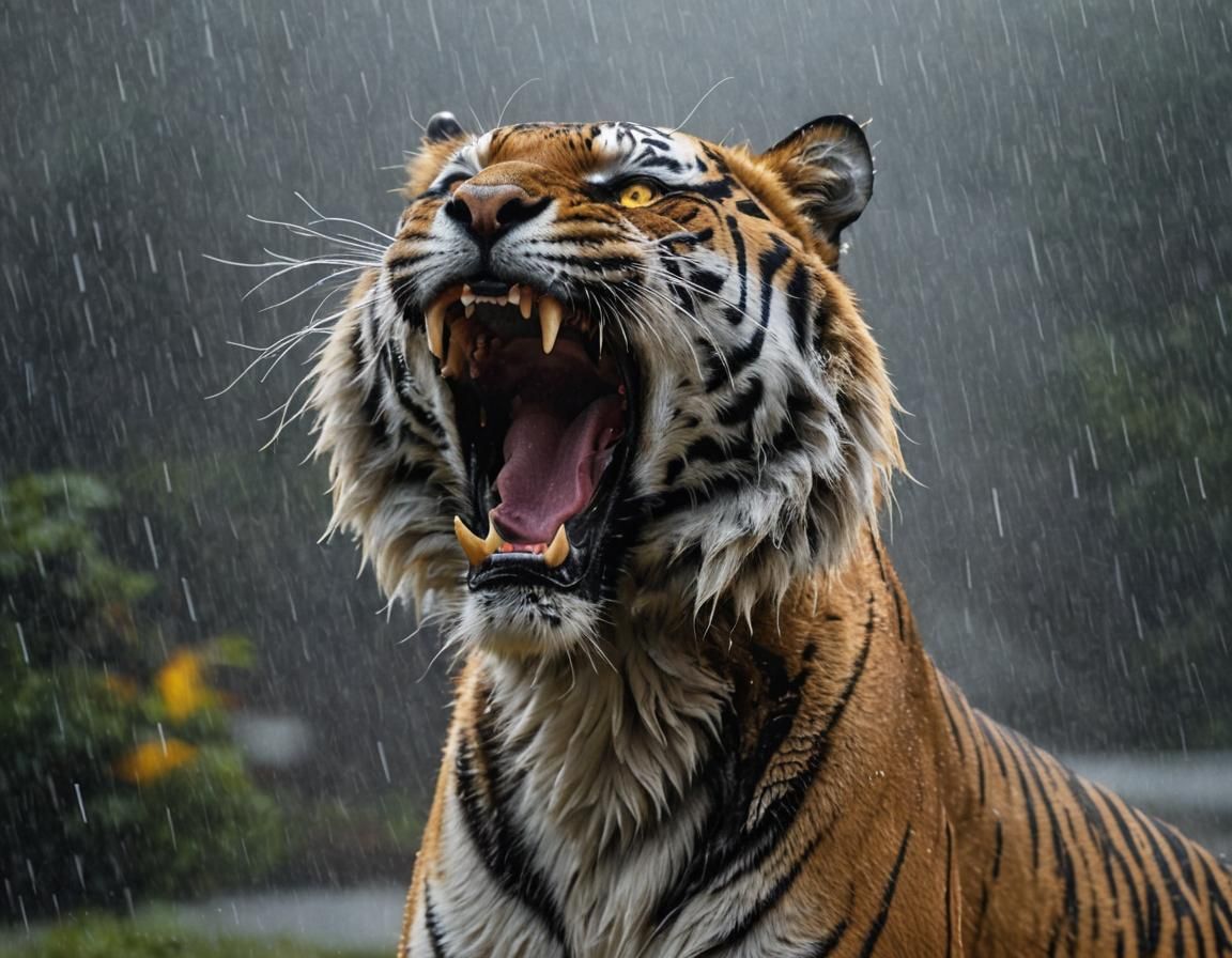 Roaring Tiger Profile with Glowing Eyes