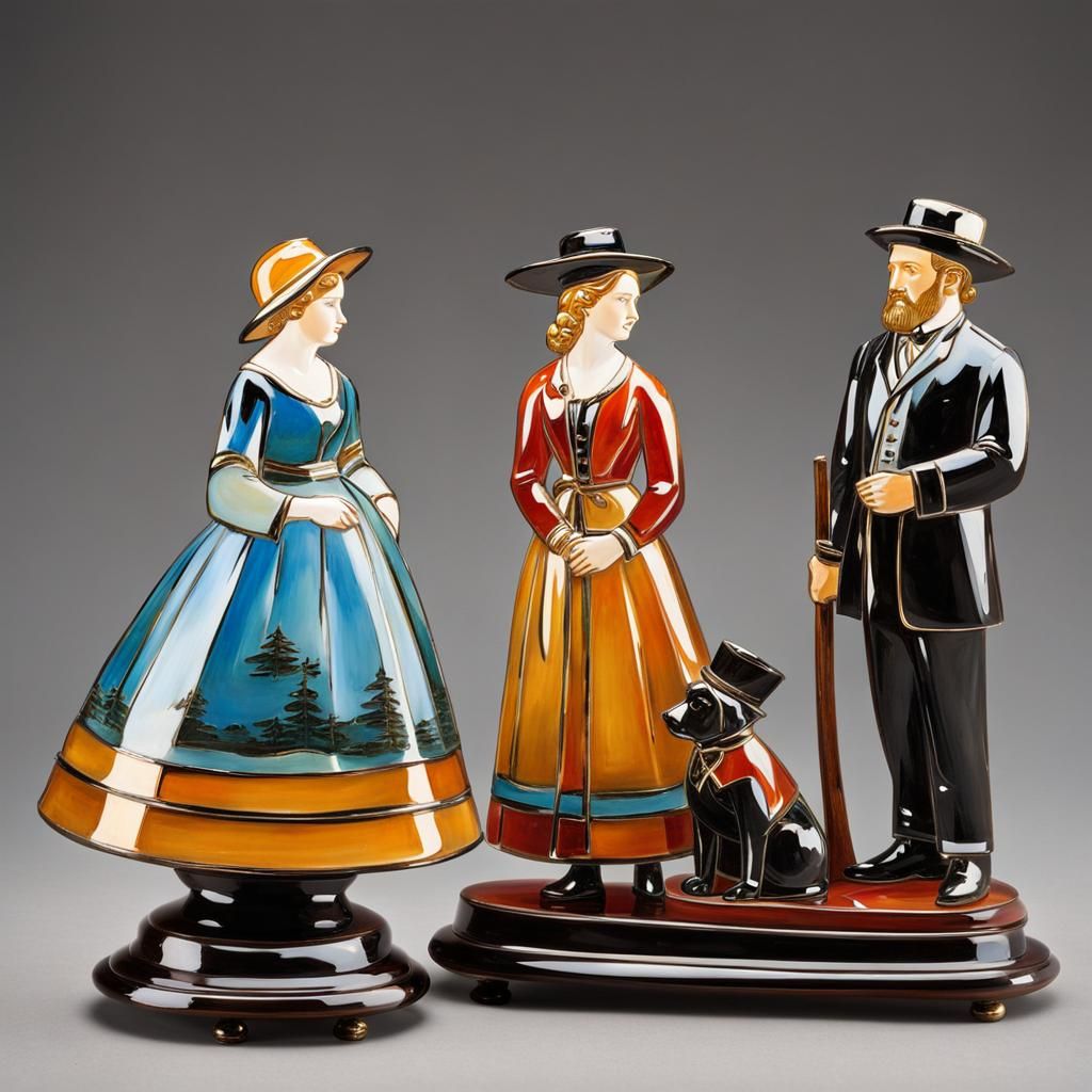 Enameled Glass Figurines: Winslow Homer Style