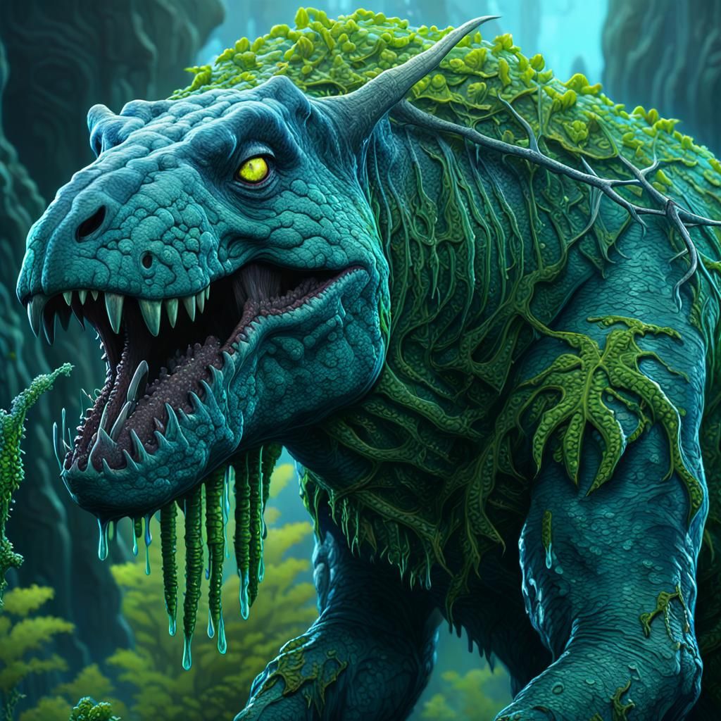 Prehistoric Plant-Beast with Crystallized Tusks