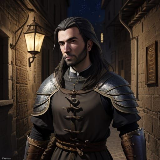 Medieval portrait "(Brunaille Allessandro Magnasco:1.5)" a b...