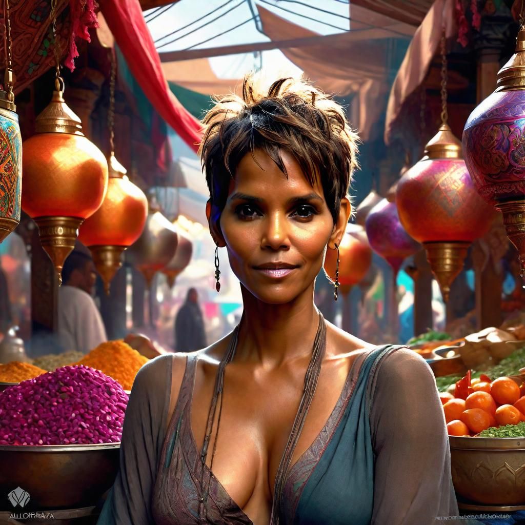 Halle Berry Portrait in Persian Market, Splash Art