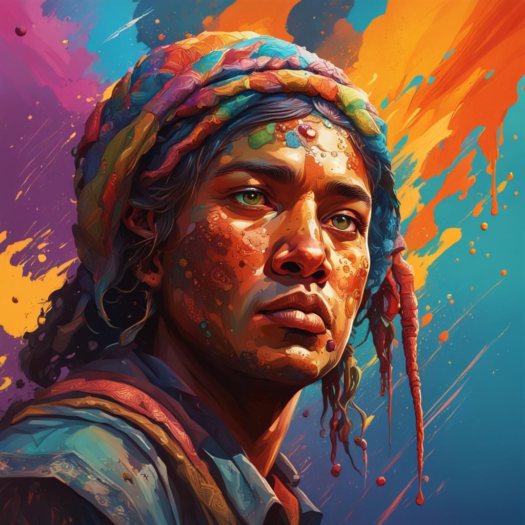 Hyperrealistic Samurai in Splash Art Style