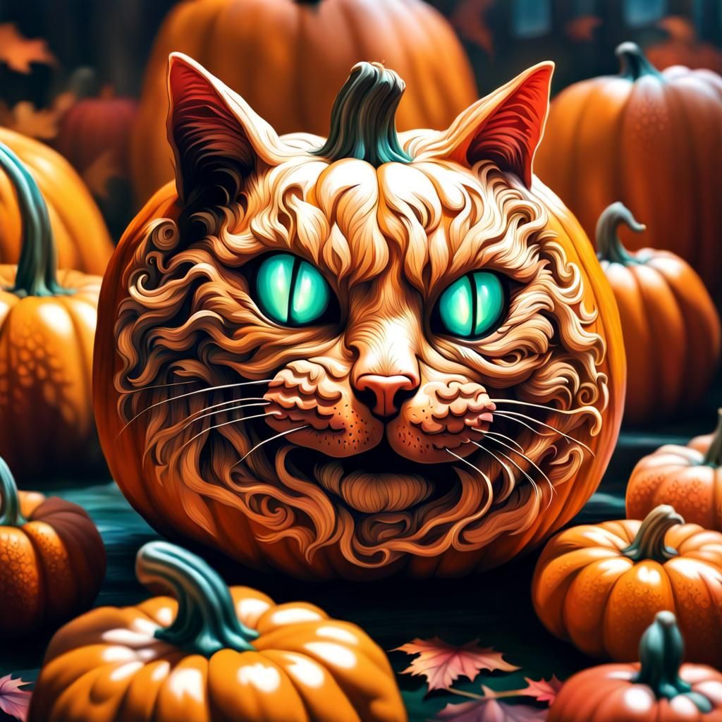 Detailed Cat-o-Lantern Fairycore Concept Art