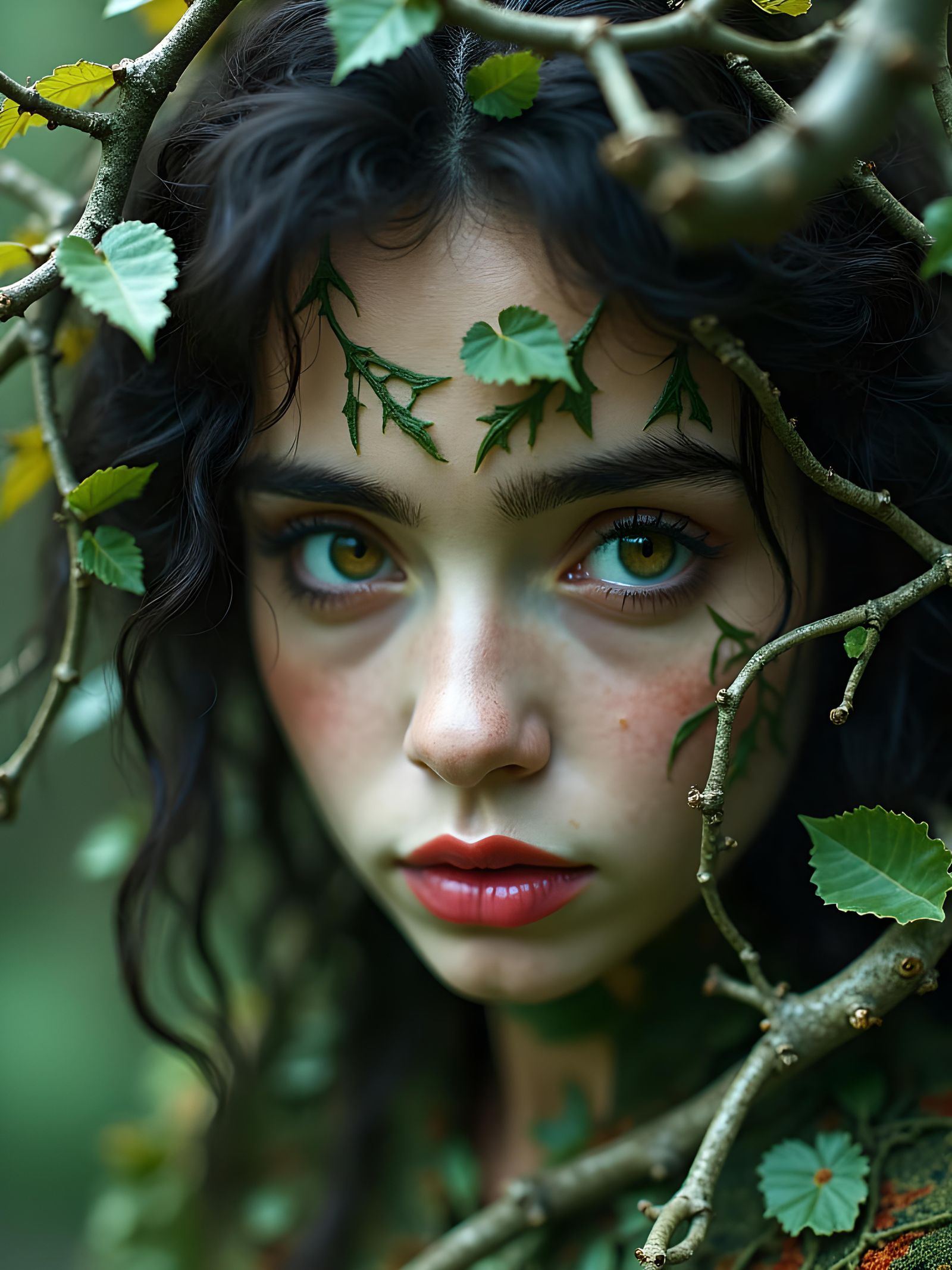 Surreal Wild Woman in Forest