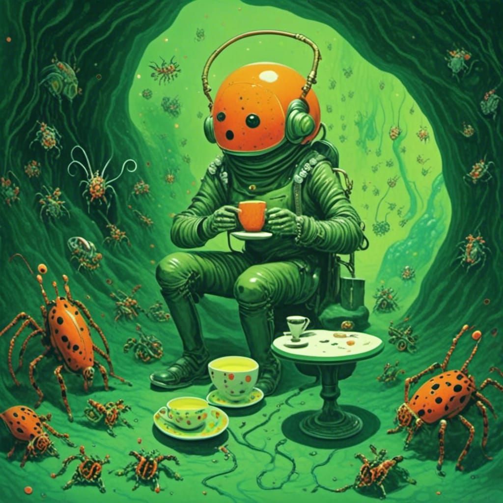 Astronaut's Tea Party with Alien Bugs
