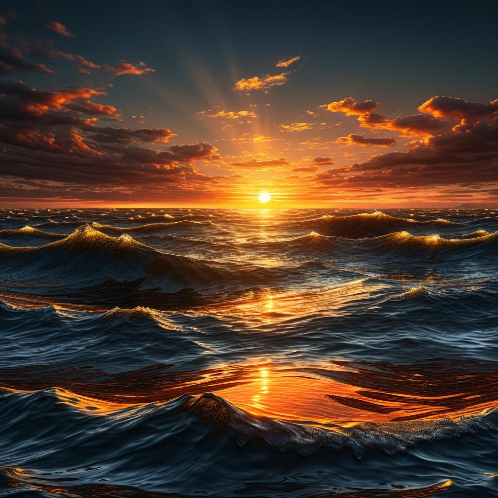 Sea of Emotions at Sunset: Hyperrealistic Digital Art
