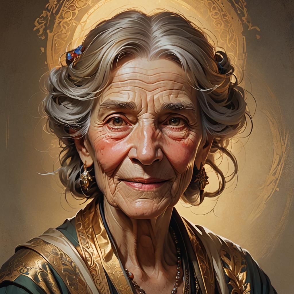 Elegant Portrait of a Happy Elderly Woman