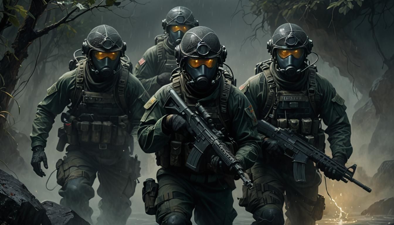 Dystopian Warrior Guarding Post-Apocalyptic Cityscape