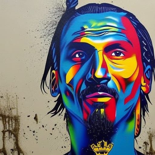 Ibrahimovic Graffiti Art with Swedish and Milan Colors
