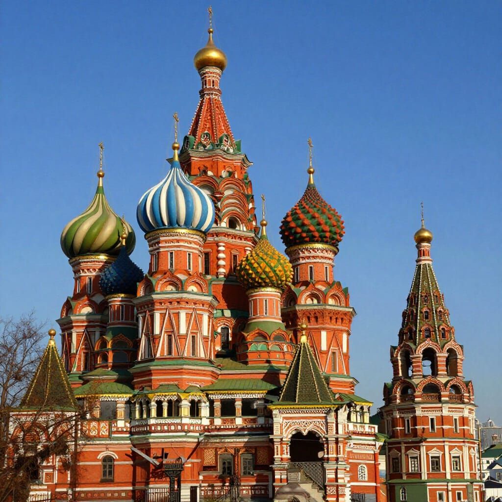 Majestic Russian Glava Buildings with Ornate Onion Domes