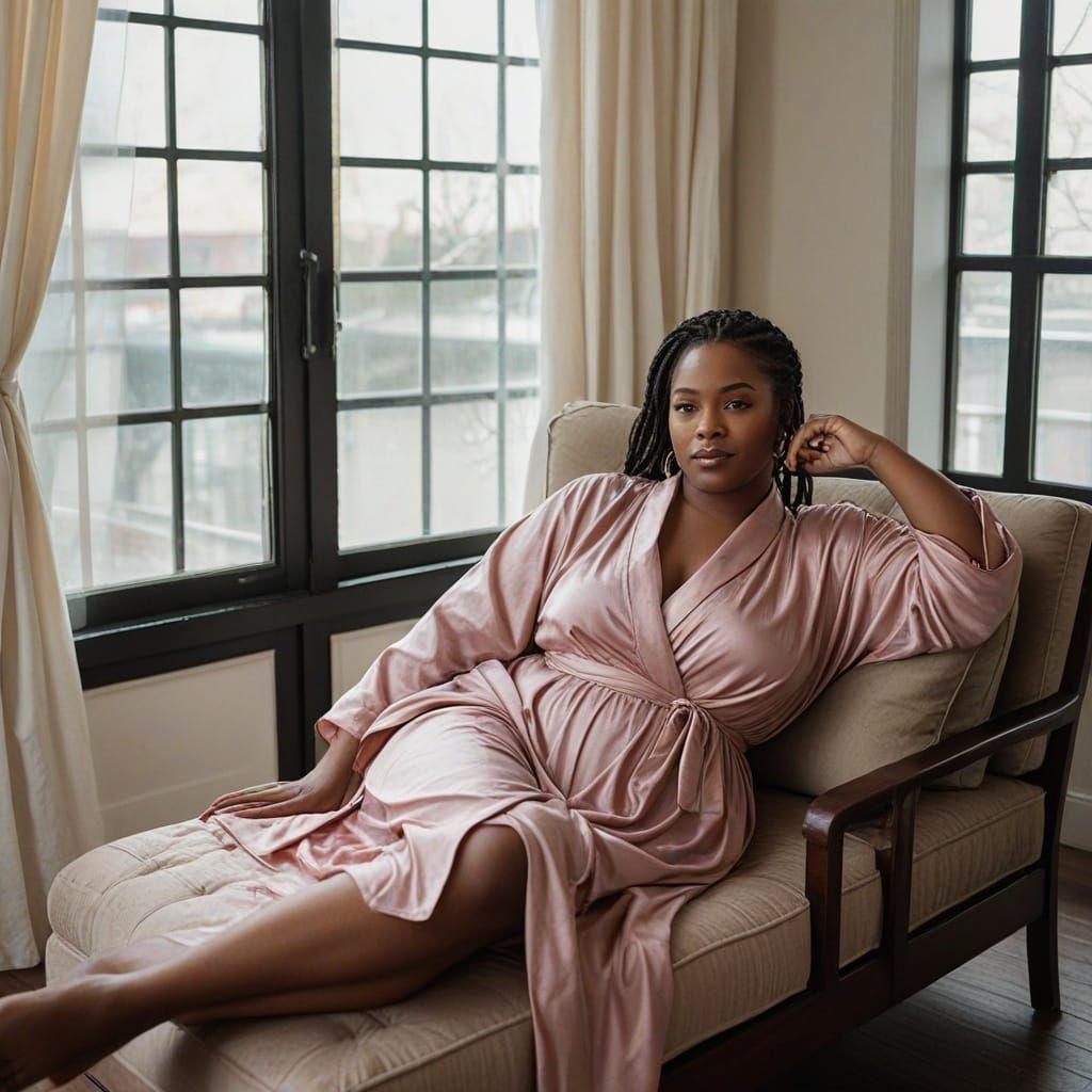 Woman in Silk Robe Lounging