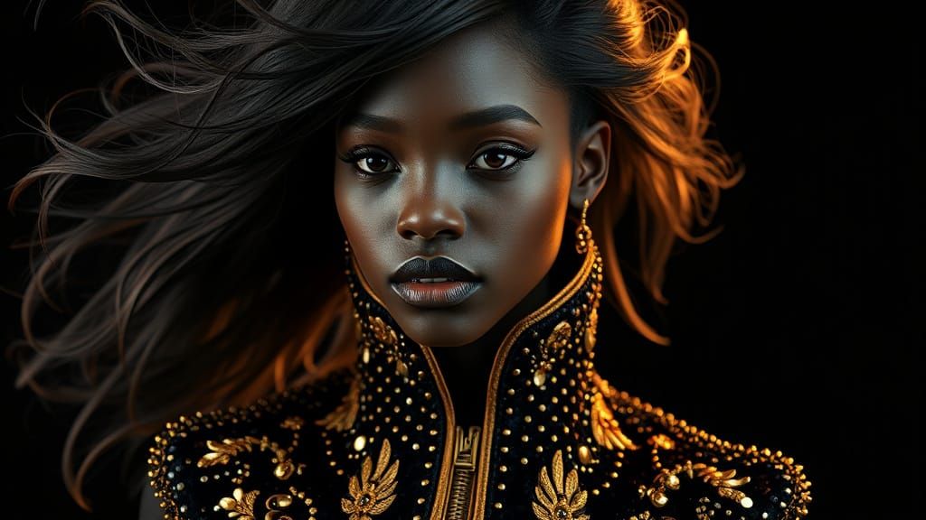 Black Woman in Sparkling Jacket - Ultrareal Photography
