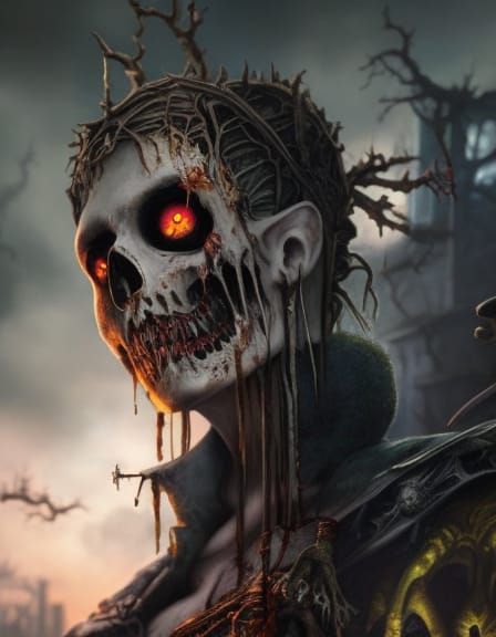 Macabre Zombie in Hyperrealistic Pop Art Style