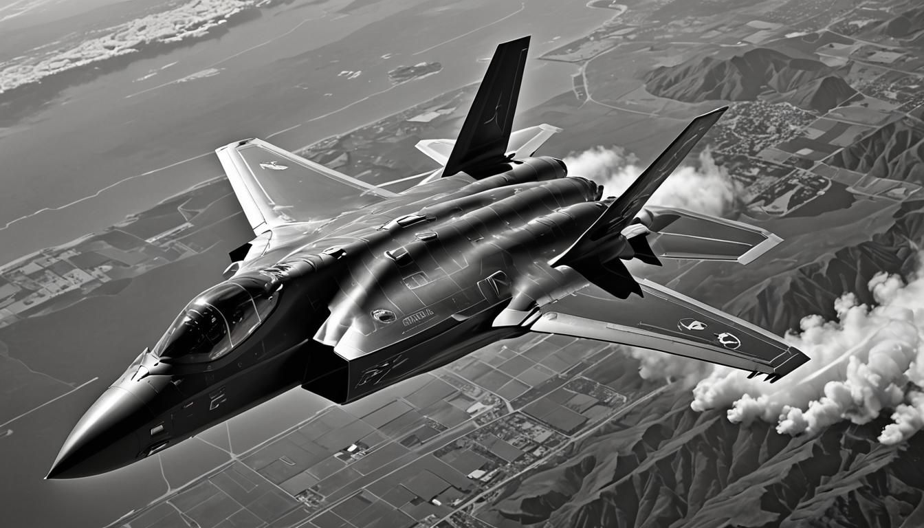 Monochrome F-35 Jet in Flight