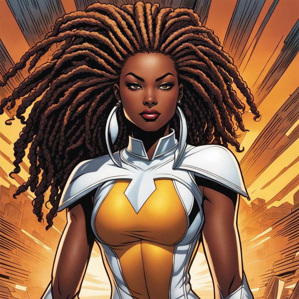 African-American Spider-Woman in Marvel Comic Style