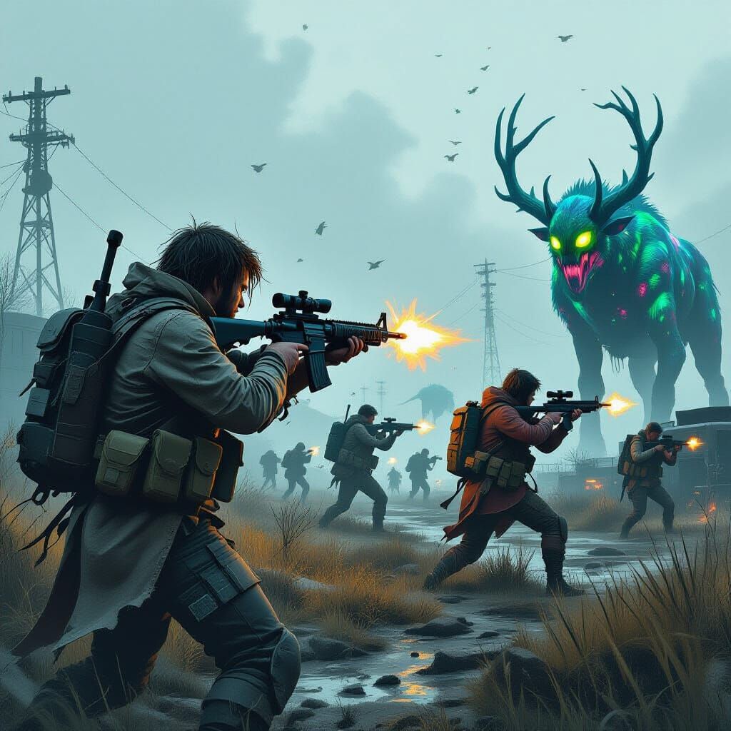 Post-Apocalyptic Battle with Mutant Animals in Dystopian Lan...