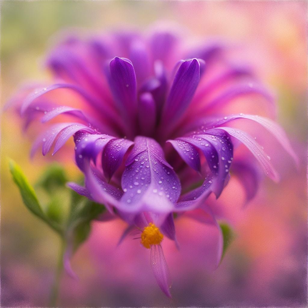 Exotic Flower in Misty Garden: Impressionist Painting