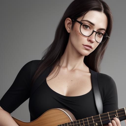 Hyperrealistic Portrait of Musician Holding Ukulele