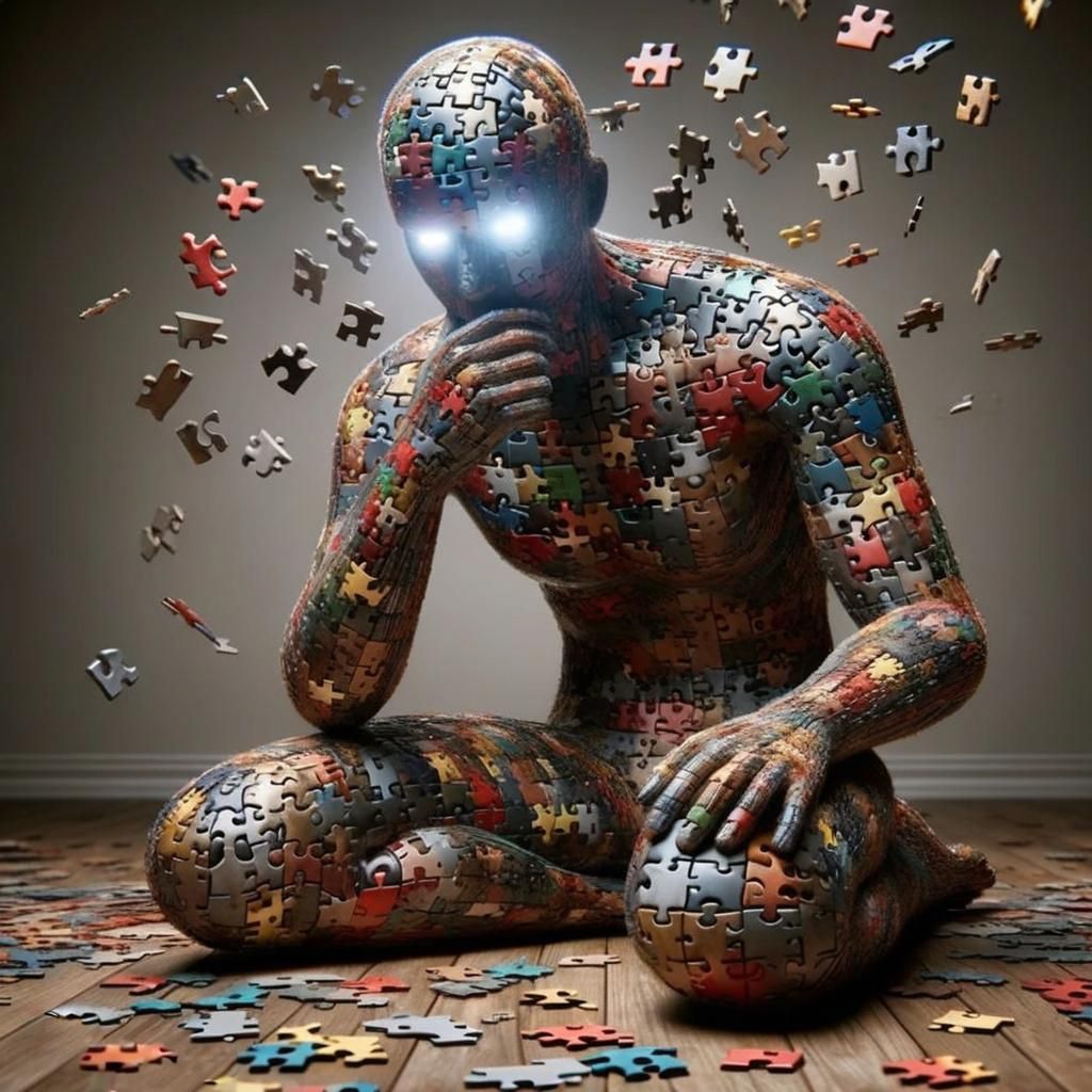 Jigsaw Puzzle Figure in Contemplation