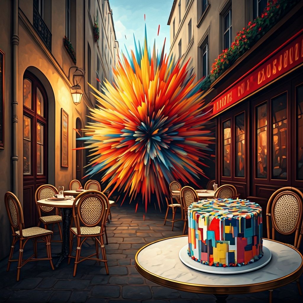 Geometric Color Explosion in Parisian Alleyway