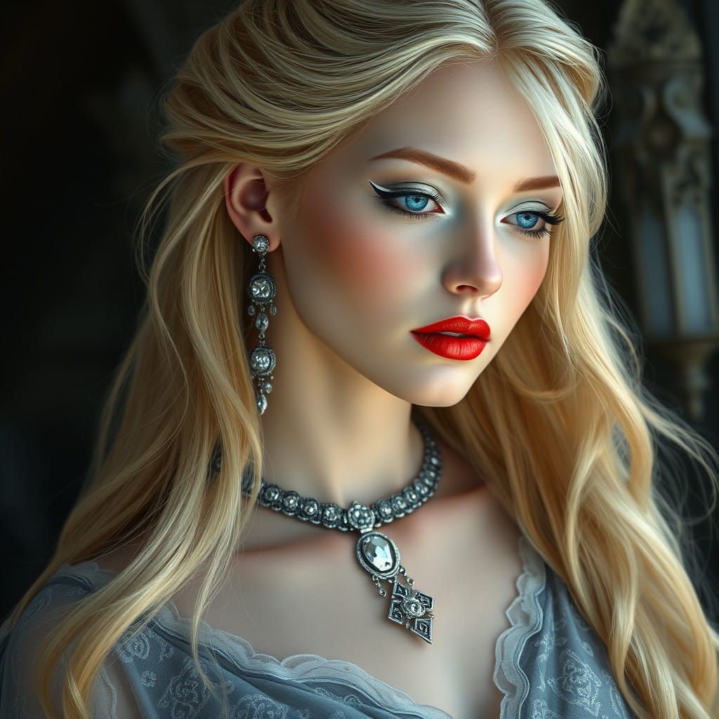 Ethereal Goddess in Art Nouveau Style